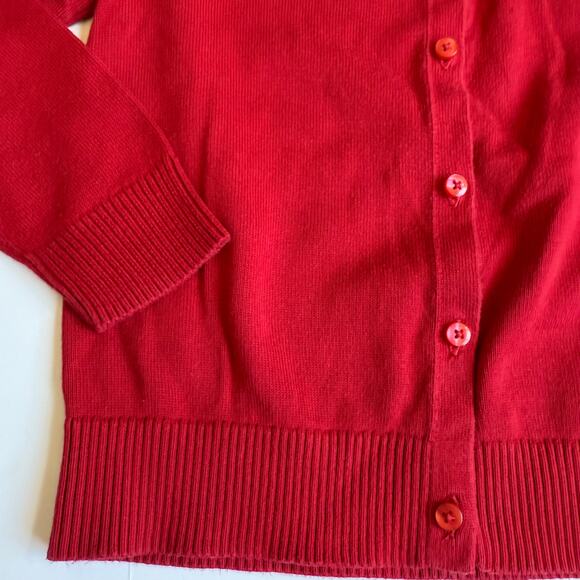 Lands End School Uniform Girls Cotton Modal Cardigan Sweater Red Small 6-7 - Picture 4 of 9